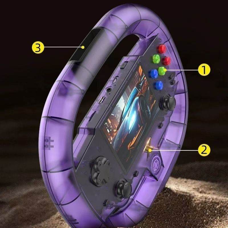 New Su-10 Handheld Game Console with Multiple Emulators, Arcade Games, 3.5inch Screens, Cool Steering Wheel Design Handheld Console