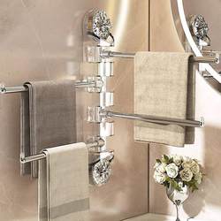 Japanese Home Suction Cup Towel Rack Bathroom Punch-Free Rotating Multi-Rod Storage Rack Bathroom Rack Toilet