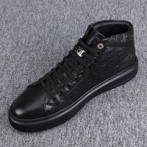 Mens shoes 2022 autumn and winter new mens high - aid shoes genuine leather - pressing trend fashion casual shoes and board shoes
