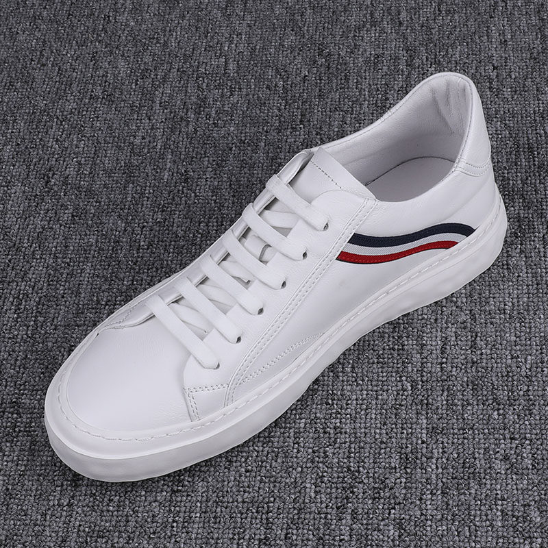 European station men's shoes 2022 autumn new leather sneakers casual shoes soft leather all-match breathable Korean version of small white shoes men