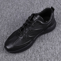 2022 autumn and winter new daddy shoes mens heightened thick-soled platform shoes fashion lace-up genuine leather casual shoes soft-soled trendy shoes