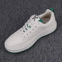 European station mens shoes 2022 new autumn leather sneakers casual shoes mens soft leather all-match breathable Korean version of the small white shoes