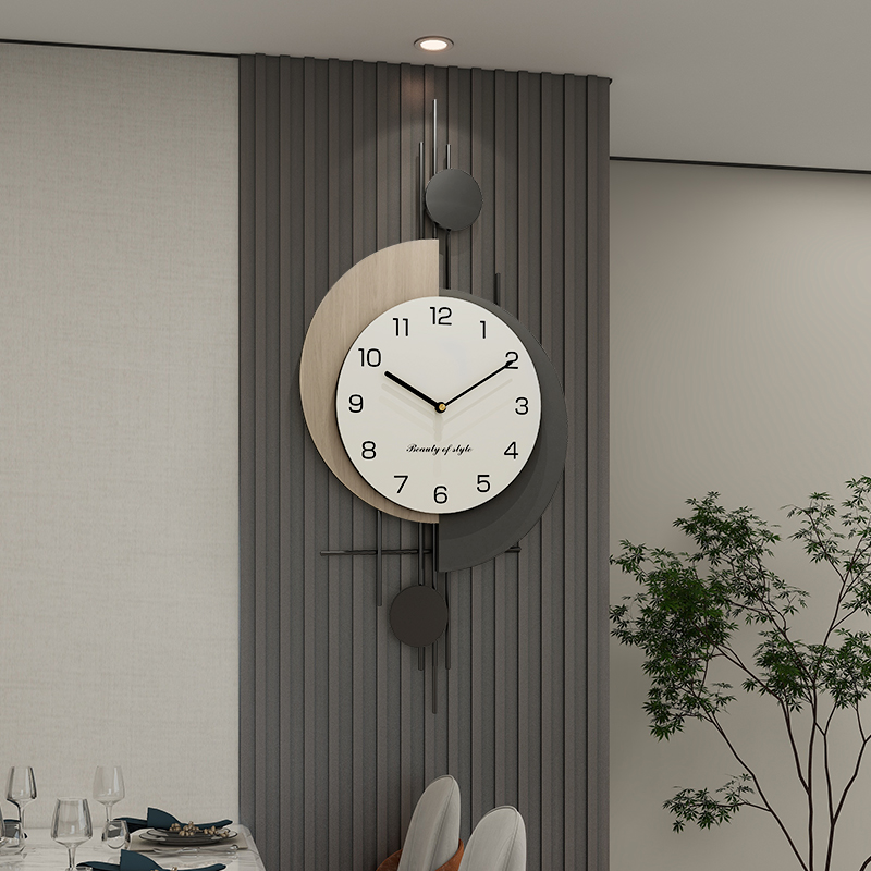 Net red hanging clock Living room Atmosphere 2023 New modern perforated clock Restaurant hanging wall Grille Decorated Clocks-Taobao