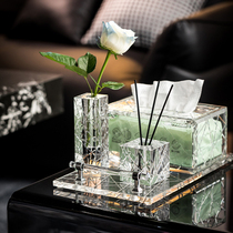 K9 crystal tissue box set high-end luxury tissue box tray home villa living room coffee table decorations