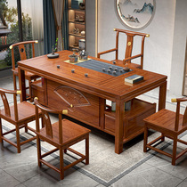 Indonesian rosewood tea Zhuo new Chinese tea table home living room Kung Fu tea Zen office solid wood fan-shaped tea table