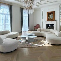 Italian light luxury designer curved large corner round villa living room size cream style special-shaped sofa