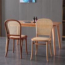 Retro rattan back chair light luxury hotel solid wood chair cafe restaurant dining chair home designer leisure chair