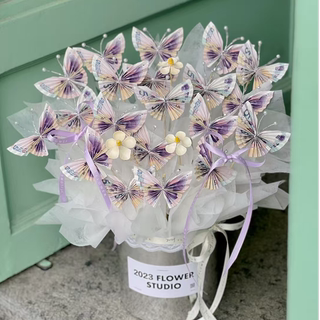 新品抱抱桶蝴蝶花束情人节花束DIY材料包送老婆男友生日母亲节