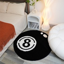 2024 Bedroom Flocked Carpet Room Modern Simple Black 8 Dirty Resistant Easy Care Bedside Blanket Childrens Room Round