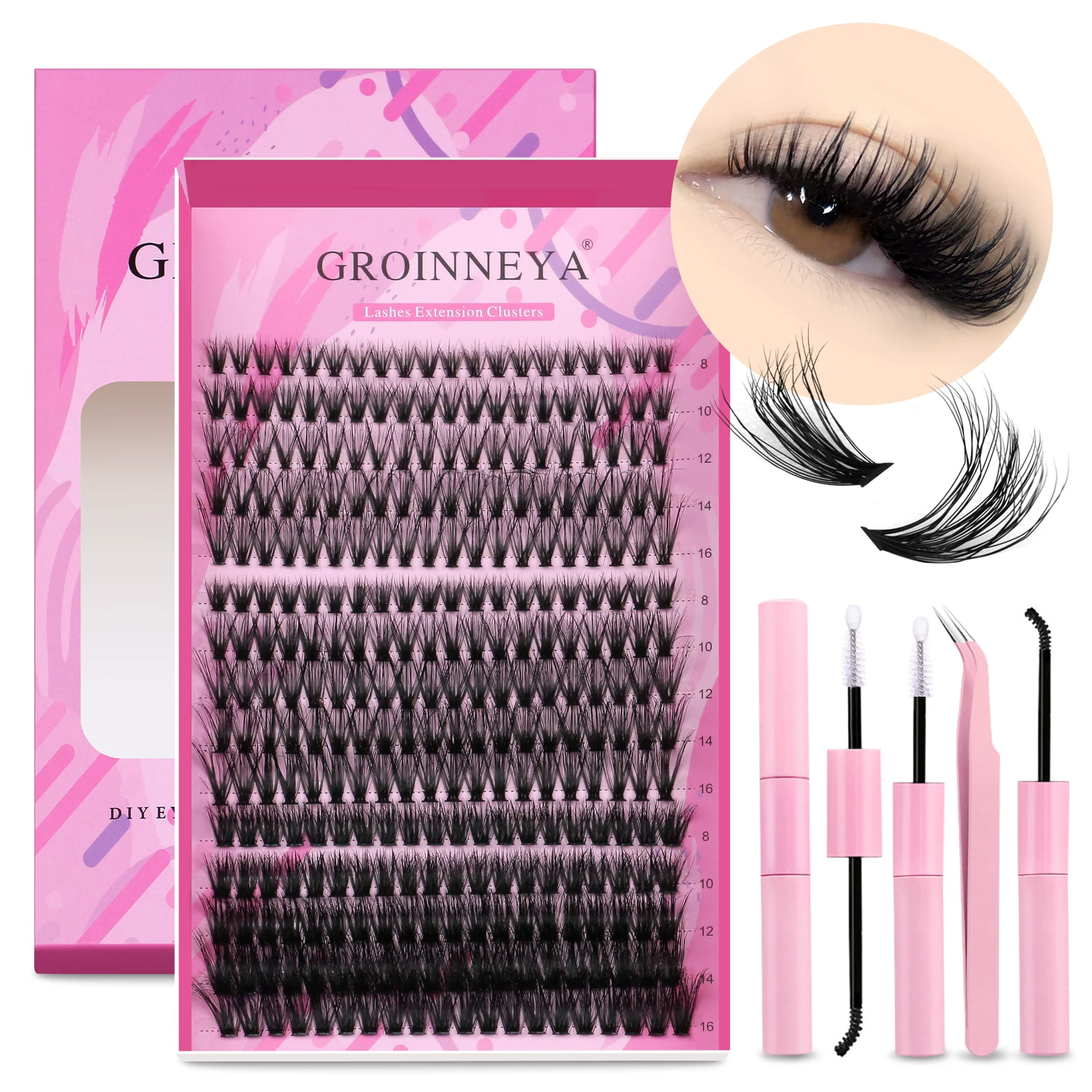 Sophisticated dense curling false eyelashes GROINNEYA, добавляет объем