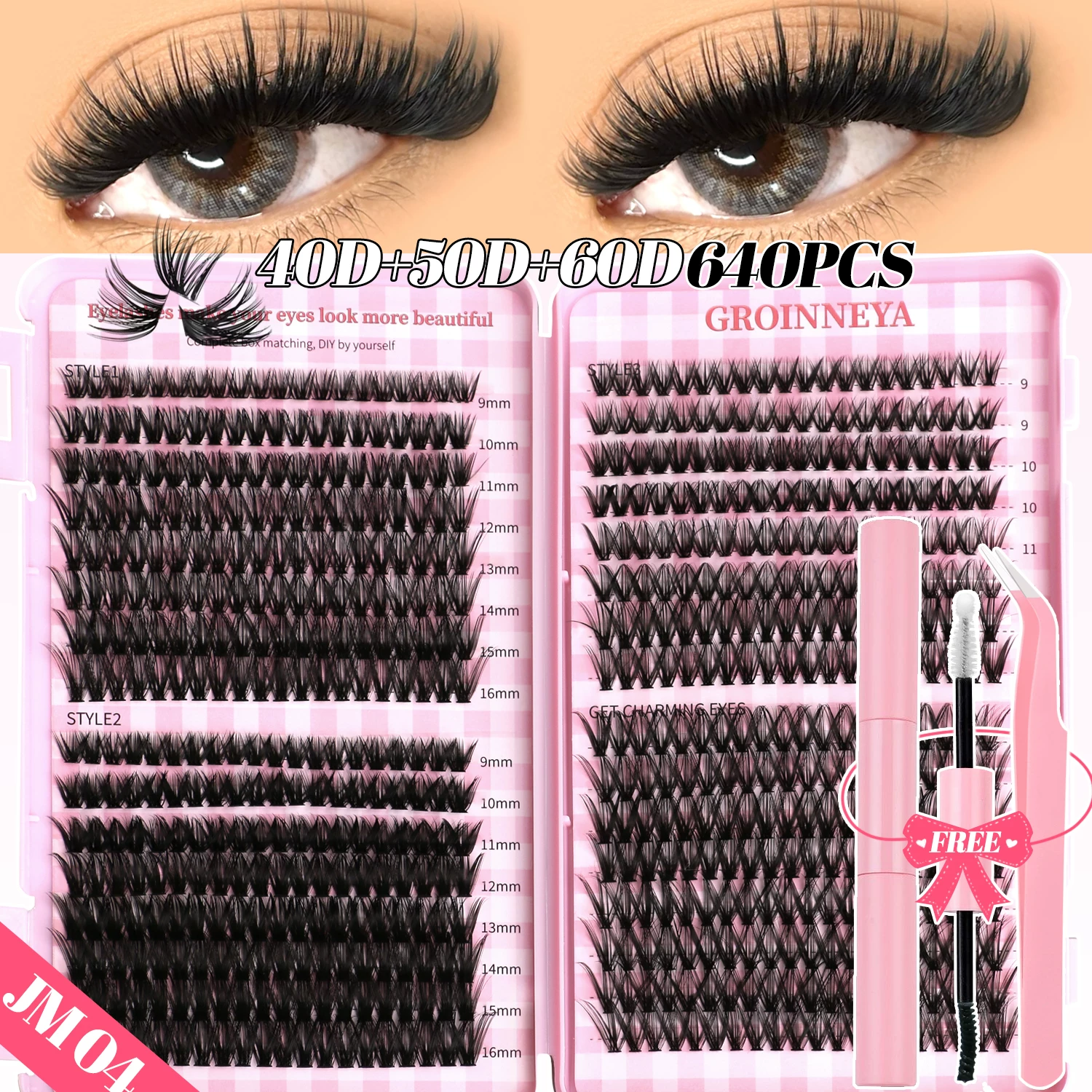 Dense false eyelashes, set, American style