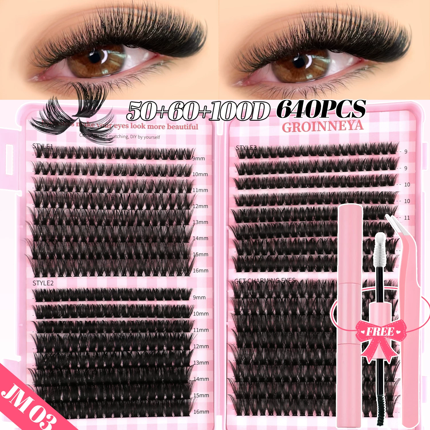 Dense false eyelashes, set, American style