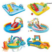 Childrens Castle Rainbow Dinosaur Swimming Pool Thickened Family Fountain Pool with Slide Cartoon Animal Manufacturer