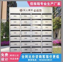 小区不锈钢信报箱定制室外防雨挂墙信箱别墅镶嵌式落地智能信奶箱