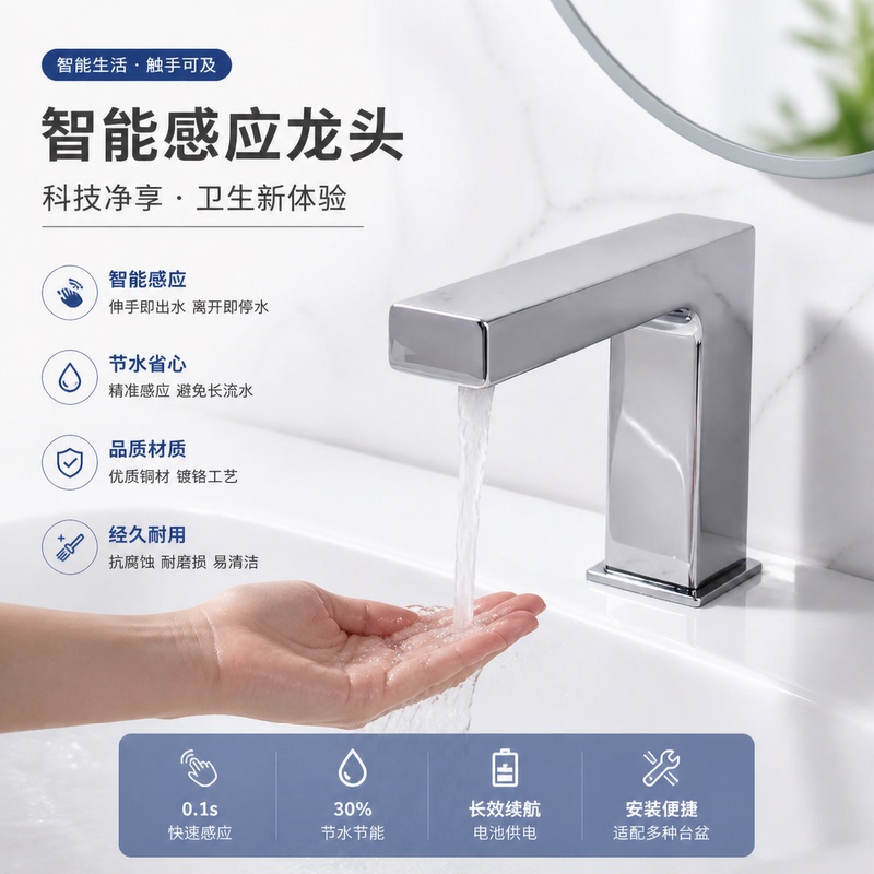 Dianuo All-Copper Intelligent Automatic Sensor Faucet K72866/72867 Single Cold and Hot Water Direct Current Alternating Current Dianuo All-Copper Intelligent Automatic Sensor Faucet K72866/72867 Single Cold and Hot Water Direct Current Alternating Current