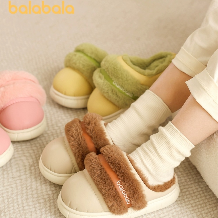 巴拉巴拉儿童棉拖鞋女童冬季2025新款宝宝室内男童包跟保暖亲子鞋