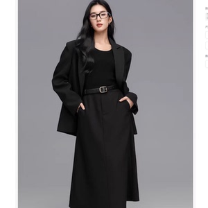 超值特惠小野和子黑色西装半身裙秋女高腰显瘦通勤中长裙TK
