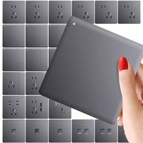 开关家用一开五孔六类千兆网络无框面板821星空灰