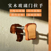 Customized solid wood glass door handle bakery baguette toast croissant creative original wood door double door handle