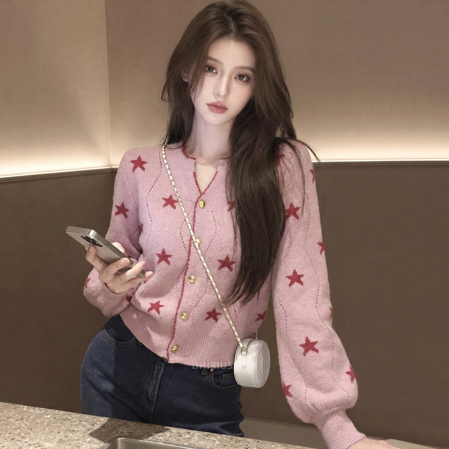 Кардиган весной, жакет, тренд сезона, puff sleeves, V-образный вырез