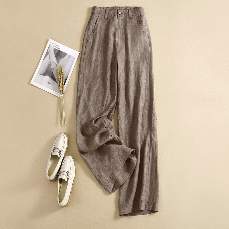 Cotton and Linen Women's Pants, Summer Thin Style, 2026 New Linen Trousers, Loose Casual Drape, Straight-Leg Wide-Leg Pants
