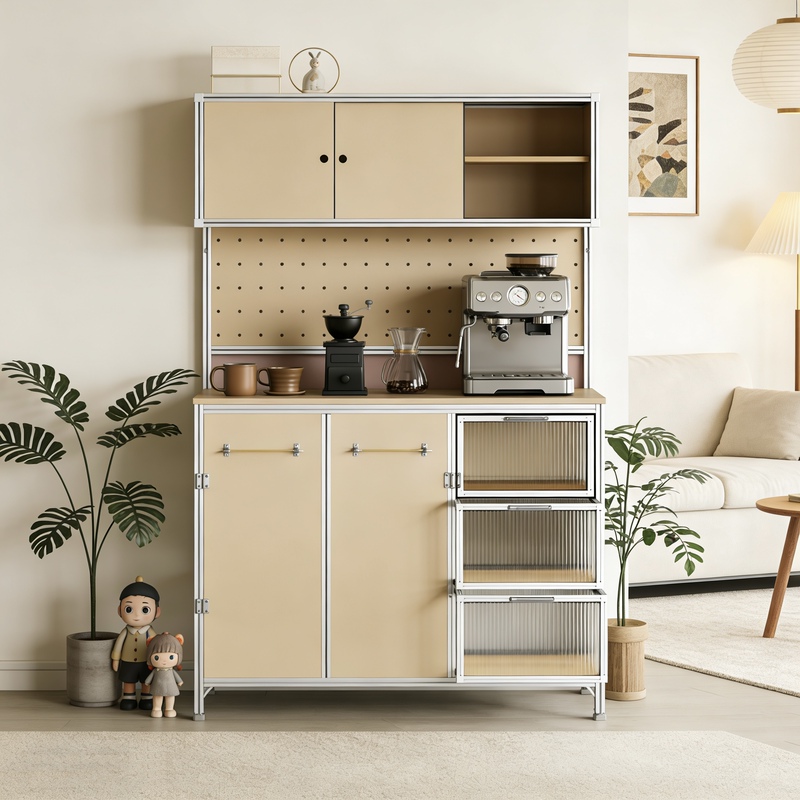 Simple Modern Style Ocean Board Aluminum Profile Sideboard Storage Rack Perforated Board Trendy Coffee Cabinet Storage Organizer Simple Modern Style Ocean Board Aluminum Profile Sideboard Storage Rack Perforated Board Trendy Coffee Cabinet Storage Organizer