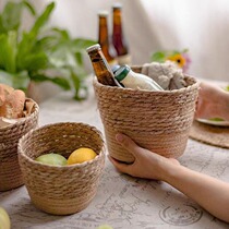 Nordic style natural seagrass woven flower pots rattan plant green plant sets home decoration flower baskets storage baskets