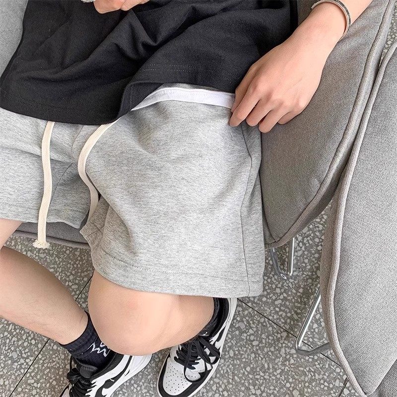 Хлопчатобумажные шорты с надписью мужские большого размера весом 300 кг, летние повседневные брюки с пятью точками наклона, трендовые брюки корейской версии тонких спортивных брюк