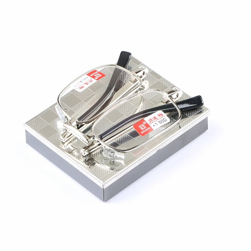 High-End Brand German Folding Reading Glasses for Men and Women, Ultra-Light, Fashionable, Portable, Glass-Coated Reading Glasses, Square Box