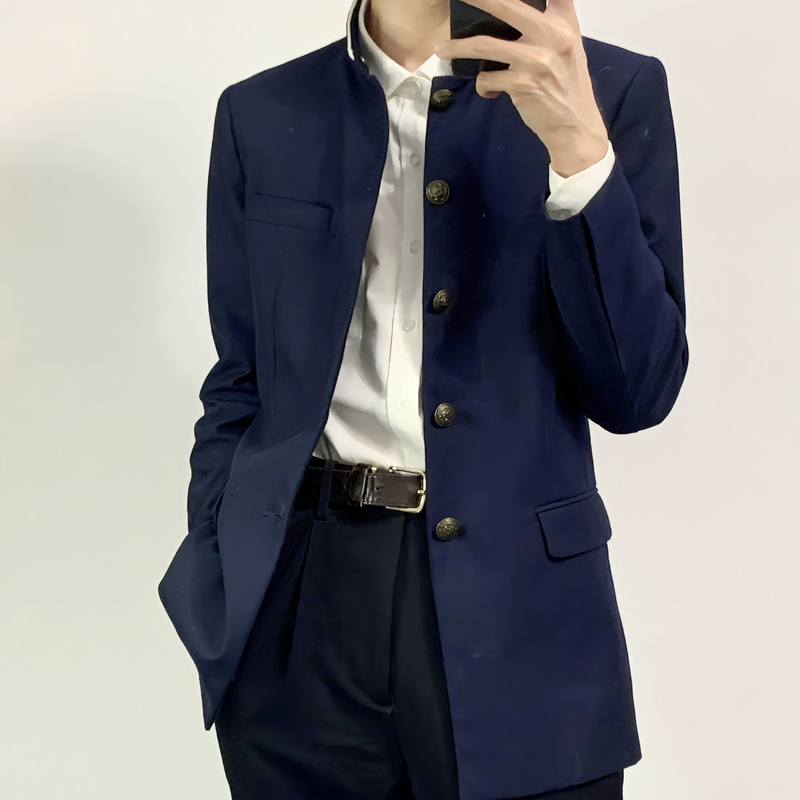 College Style Class Uniform, Stand-Up Collar, Navy Blue Suit, Unisex Jacket, University Dkjk Uniform, Zhongshan Suit, Spring, Autumn, Summer Suit College Style Class Uniform, Stand-Up Collar, Navy Blue Suit, Unisex Jacket, University Dkjk Uniform, Zhongshan Suit, Spring, Autumn, Summer Suit