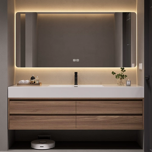 Пользовательская каменная тарелка бесшовная керамическая интегрированная шкаф для ванной комнаты Современное минималистское минималистское лицевое умывание туалетное туалетное столик