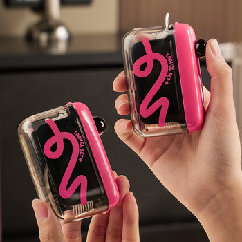 Independent design, pink and black automatic floss storage box, douyin portable floss stick storage box cross-border