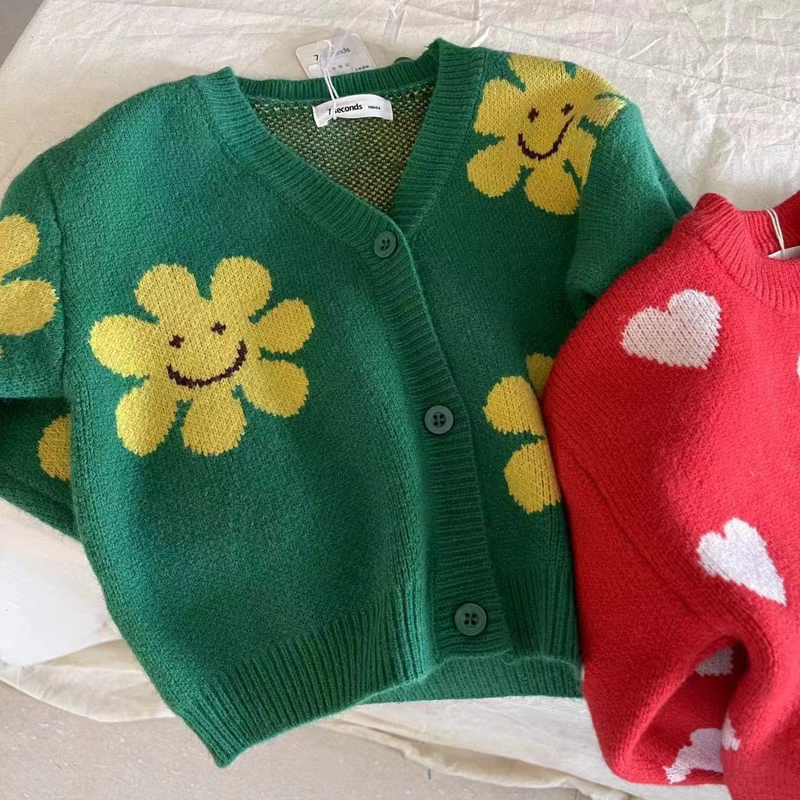 7 Seconds Easy Shop Smiling Face Sweater Cardigan Autumn/Winter Style Size 100-140 7 Seconds Easy Shop Smiling Face Sweater Cardigan Autumn/Winter Style Size 100-140