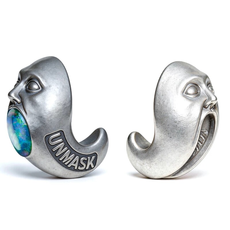 Unmask Original Design Screaming Clown 925 Silver Opal Earrings Unisex Couple Style Versatile Simple