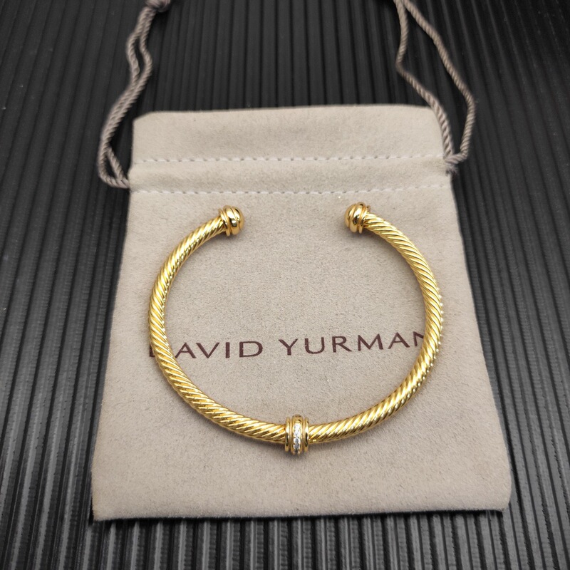 David Yurman 4mm Gold Single Bead Bracelet with Diamonds David Bracelet for Women European and American Fashion Trend Bracelet David Yurman 4mm Gold Single Bead Bracelet with Diamonds David Bracelet for Women European and American Fashion Trend Bracelet