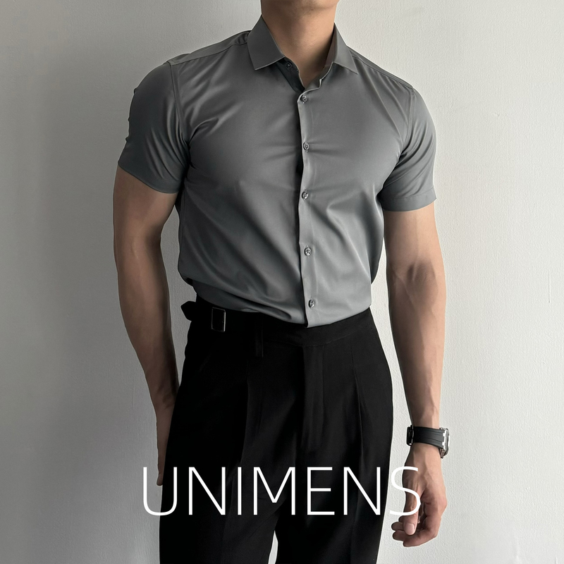 Unimens Short-Sleeved Shirt Men's Summer Silk Anti-Wrinkle No-Iron Pure Color Formal Wear Muscle Business Work Clothing Shirt Unimens Short-Sleeved Shirt Men's Summer Silk Anti-Wrinkle No-Iron Pure Color Formal Wear Muscle Business Work Clothing Shirt