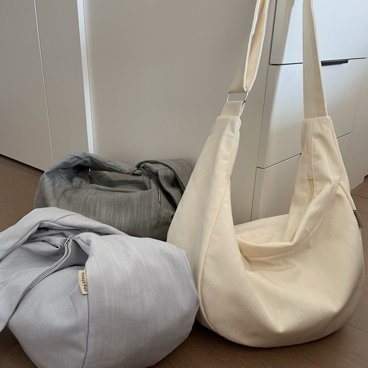 Blush-Colored Irregular Striped Single-Shoulder Crossbody Dumpling Bag, Korean Fresh Style, Large Capacity, LAOSHU Styles