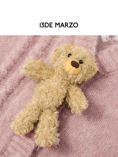 13Th of March Three-Dimensional Doll Button Fake Two-Piece Knitted Cardigan Jacket Sweet Temperament Sweater