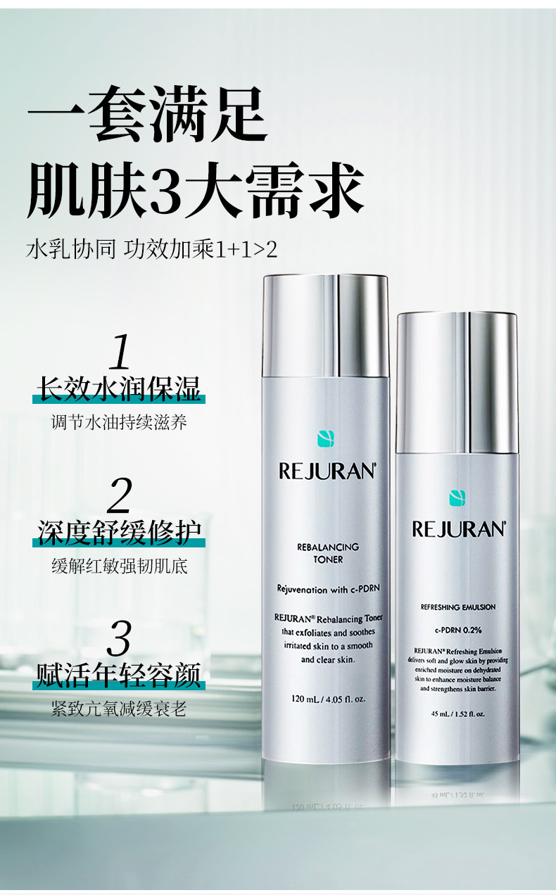 【香港直郵】 韓國 REJURAN 麗珠蘭 修護水乳套裝 水120ml➕乳液45ml 深層補水 舒緩敏感 強韌屏障 四季可用