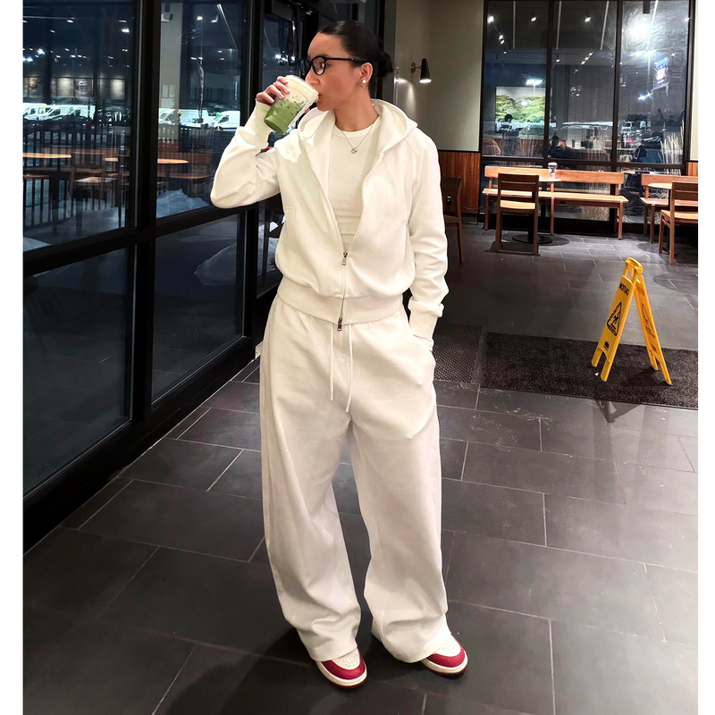 American-Style Relaxed Sports Sweatshirt Set for Women, Autumn Lazy Style Loose Casual Hooded Jacket and Long Pants Two-Piece Set