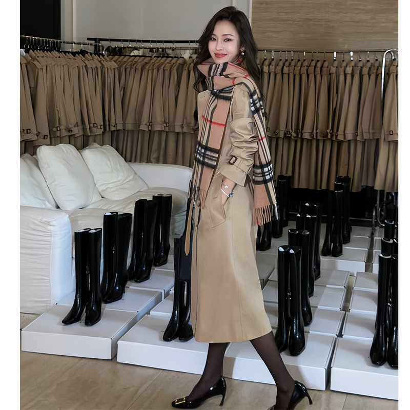 British Style High-End Double-Breasted Trench Coat for Women, Autumn and Winter 2026 New Model, Same Style as Jeon Ji-Hyun, Mid-Length Coat British Style High-End Double-Breasted Trench Coat for Women, Autumn and Winter 2026 New Model, Same Style as Jeon Ji-Hyun, Mid-Length Coat