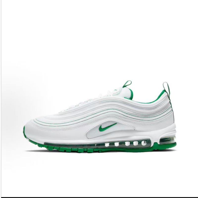Nike Air Max97 Retro Fabric Synthetic Leather Casual Running Shoes for Men and Women, Green and White Dh0271-100