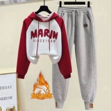 Утепленный спортивный костюм, комплект, толстовка для отдыха, в западном стиле, для средней школы