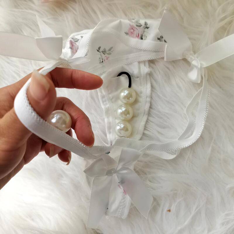Pure Desire Women's T-Back Panties with Large Bead Massage, Sweet Floral Thong, Low-Waist Seductive Underwear for Women Pure Desire Women's T-Back Panties with Large Bead Massage, Sweet Floral Thong, Low-Waist Seductive Underwear for Women