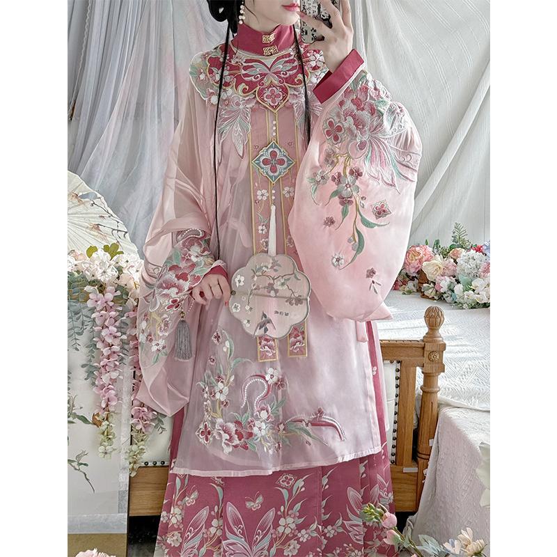 Butterfly Stream Fragrance Ming Dynasty Style Hanfu for Women 2026 New Spring Improved Heavy Embroidery Stand Collar Cloud Shoulder Mamian Skirt Ancient Costume
