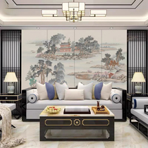 New Chinese style landscape embroidery hard cover background wall living room sofa TV background wall 2024 new embroidery wall cloth