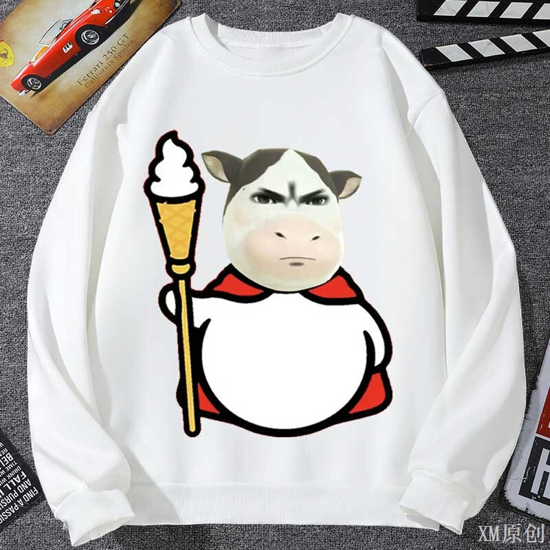 Cute Cow Emoji Hoodie for Men and Women, K-Cow Ranch Story, Qianche Student Clothing
