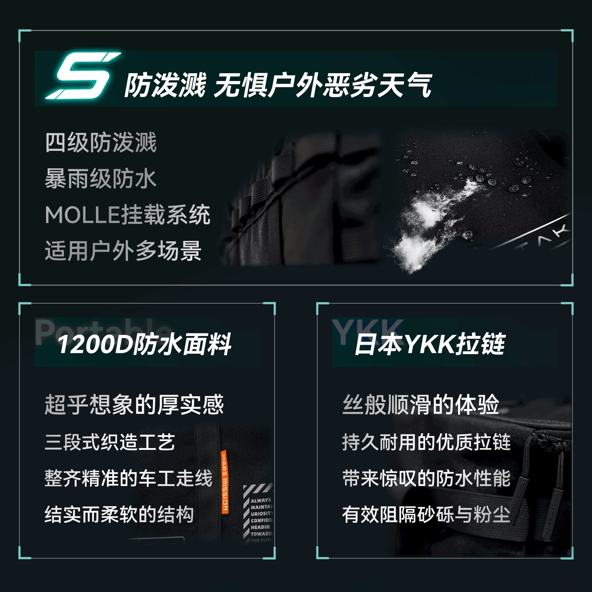 Fourth Space Outdoor Tactical Bag Waterproof Portable Multifunctional Self-Driving Camping Travel Large Capacity Storage Bag