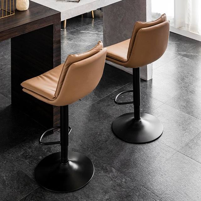 ເກົ້າອີ້ພາທະນາຍຄວາມທີ່ທັນສະໄຫມ minimalist backrest cashier Nordic rotating front desk high bar stool houselift iron chair