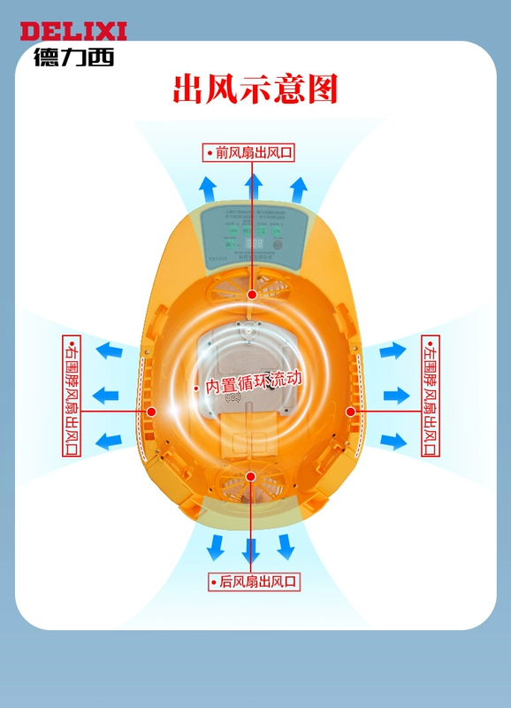 Delixi Quạt Năng Lượng Mặt Trời Mũ Thông Minh Đa Năng Công Trường Sạc Nón Điều Hòa Không Khí Mũ Bảo Hiểm Làm Lạnh Có Đèn nón bảo hộ 3m chính hãng nón công trường